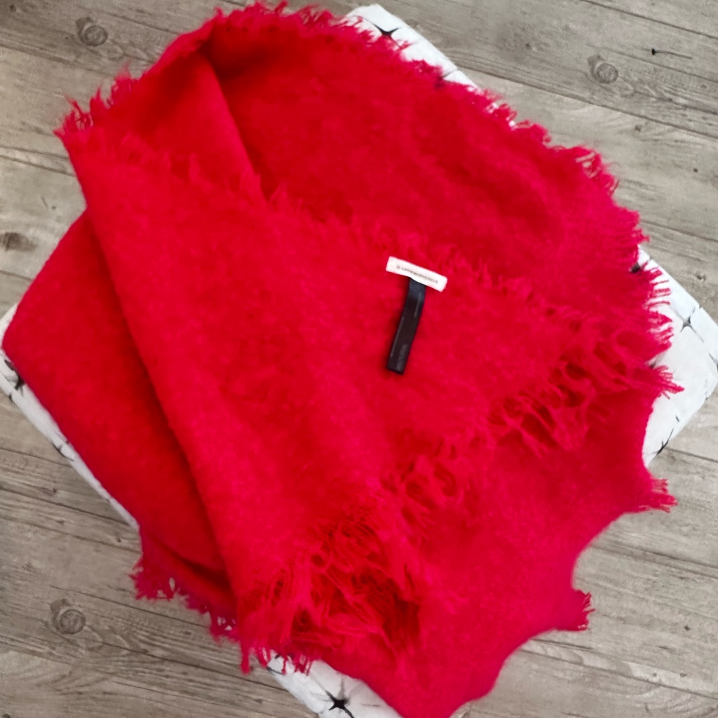 Never Worn! Anthropologie Vibrant Pink Fringed Scarf